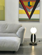 Candied Glass Table Lamp, Hand-Blown Crystal Pebbles, Black Base, LED