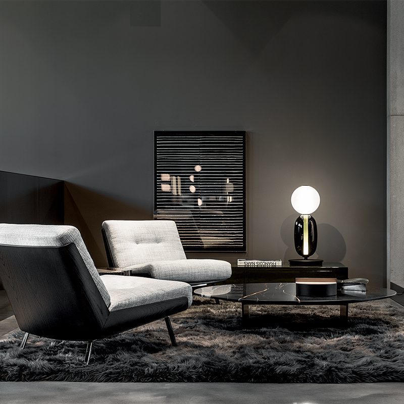 Candied Glass Table Lamp, Hand-Blown Crystal Pebbles, Black Base, LED