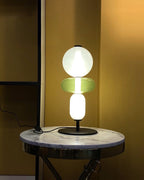Candied Glass Table Lamp, Hand-Blown Crystal Pebbles, Black Base, LED