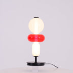 Candied Glass Table Lamp, Hand-Blown Crystal Pebbles, Black Base, LED
