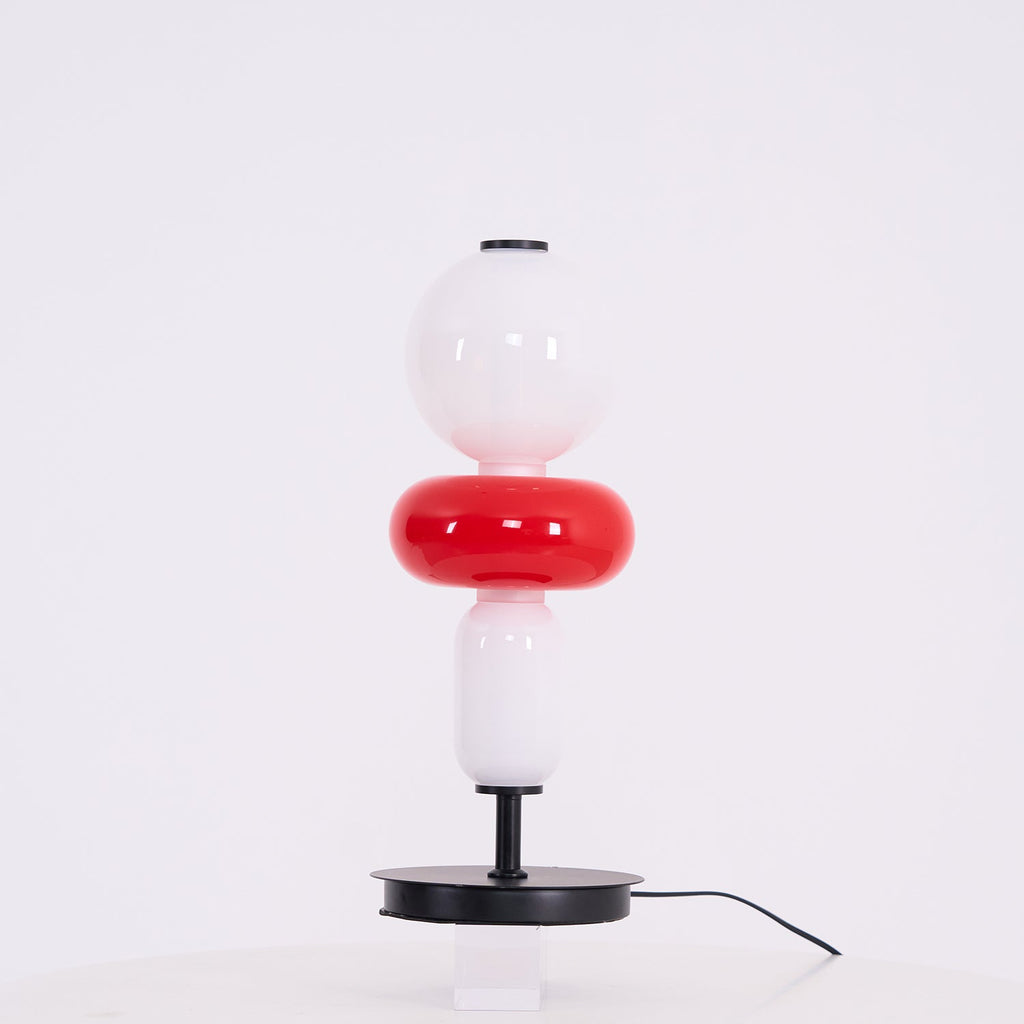 Candied Glass Table Lamp, Hand-Blown Crystal Pebbles, Black Base, LED