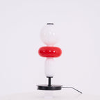 Candied Glass Table Lamp, Hand-Blown Crystal Pebbles, Black Base, LED