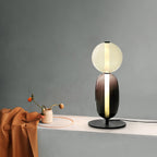 Candied Glass Table Lamp, Hand-Blown Crystal Pebbles, Black Base, LED