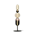 Candied Glass Table Lamp, Hand-Blown Crystal Pebbles, Black Base, LED