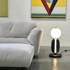 Candied Glass Table Lamp, Hand-Blown Crystal Pebbles, Black Base, LED