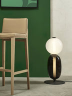 Candied Glass Table Lamp, Hand-Blown Crystal Pebbles, Black Base, LED