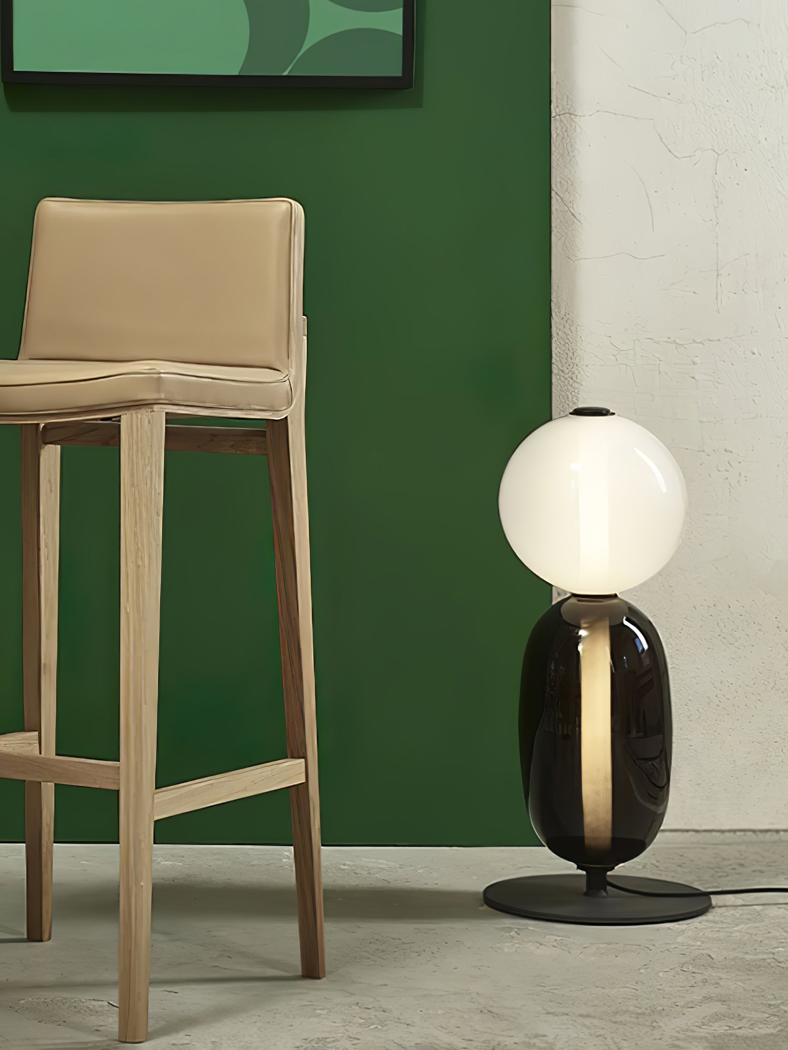 Candied Glass Table Lamp, Hand-Blown Crystal Pebbles, Black Base, LED