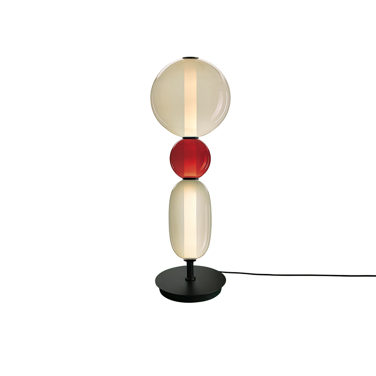 Candied Glass Table Lamp, Hand-Blown Crystal Pebbles, Black Base, LED