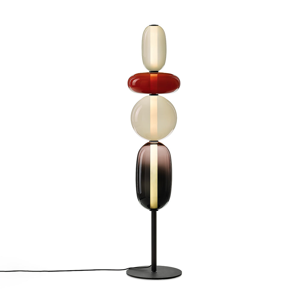 Candied Glass Floor Lamp, Hand-Blown Crystal Clusters, Black Body, LED
