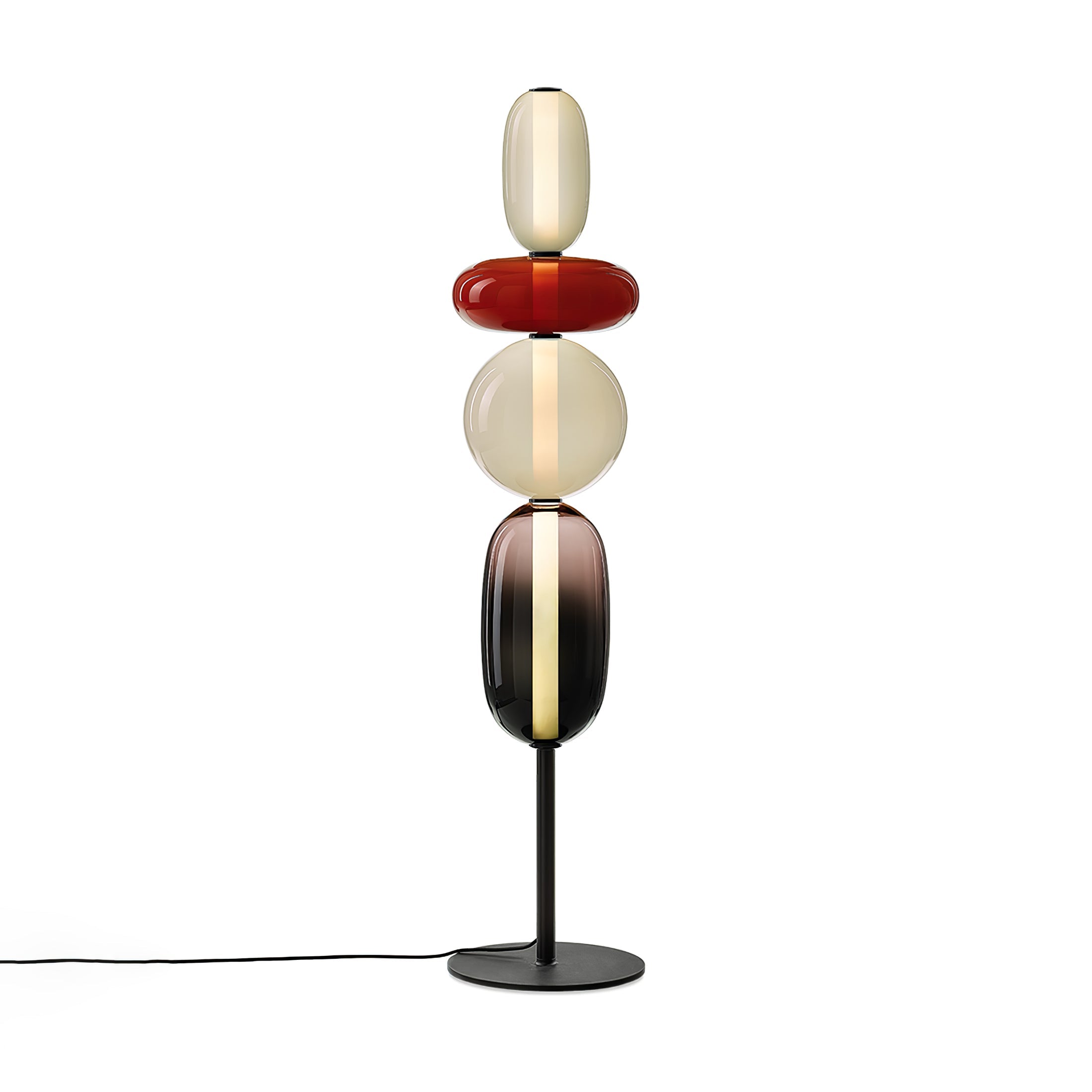 Candied Glass Floor Lamp, Hand-Blown Crystal Clusters, Black Body, LED
