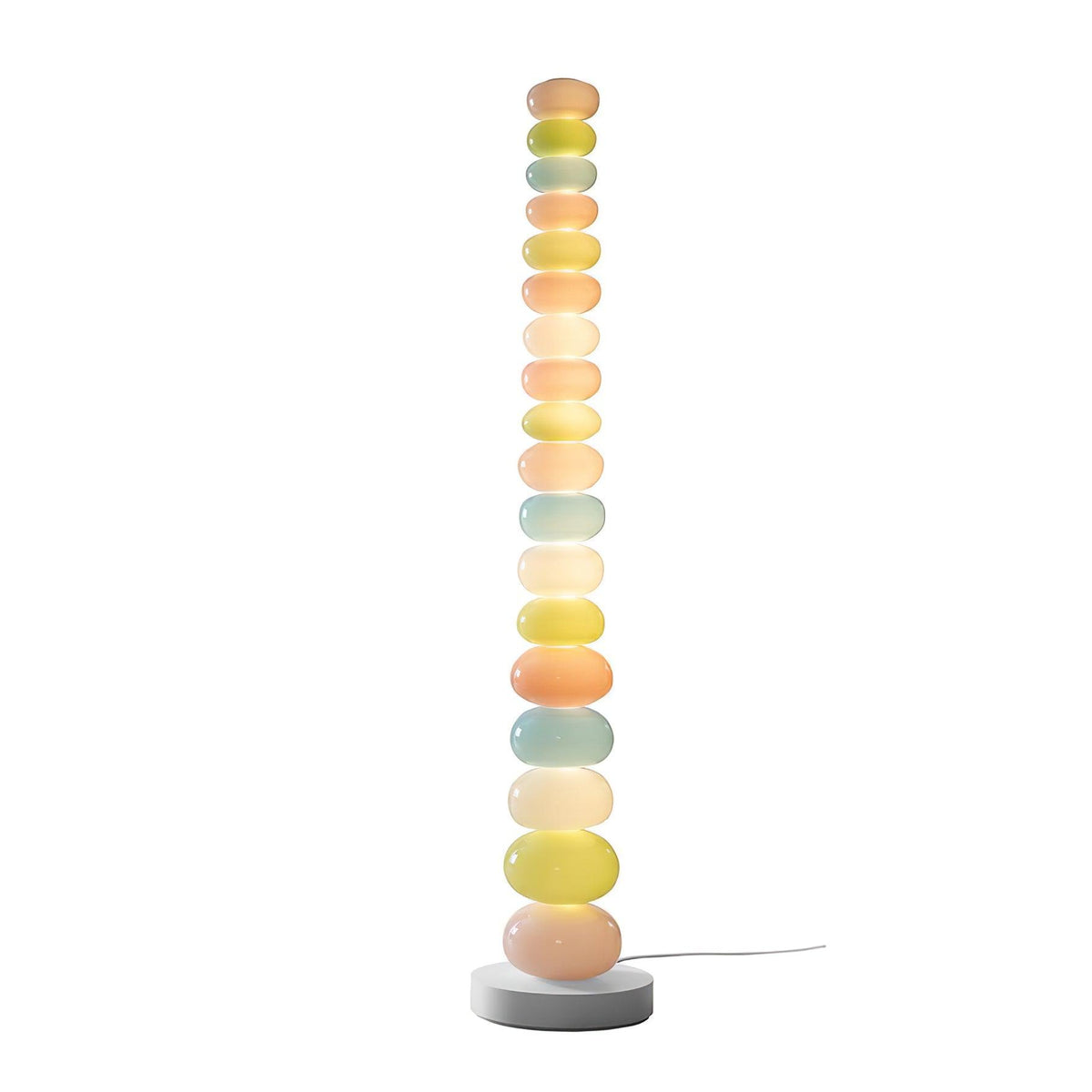 Photographed alone on a plain white backdrop with its cord visible, this Clérachic floor lamp shows its full lit column.