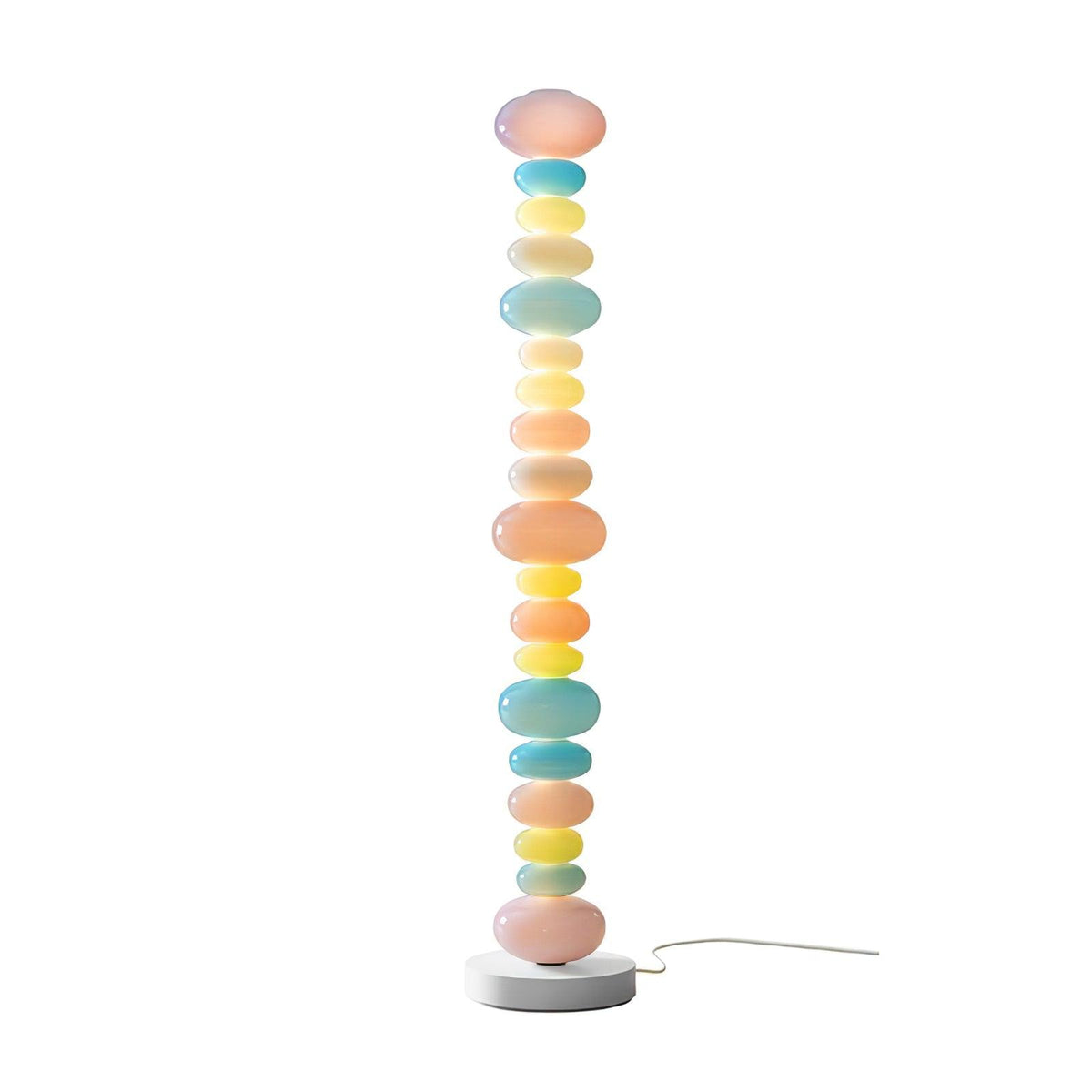 Standing alone against a plain white backdrop with its power cord visible, this Clérachic floor lamp glows fully lit.