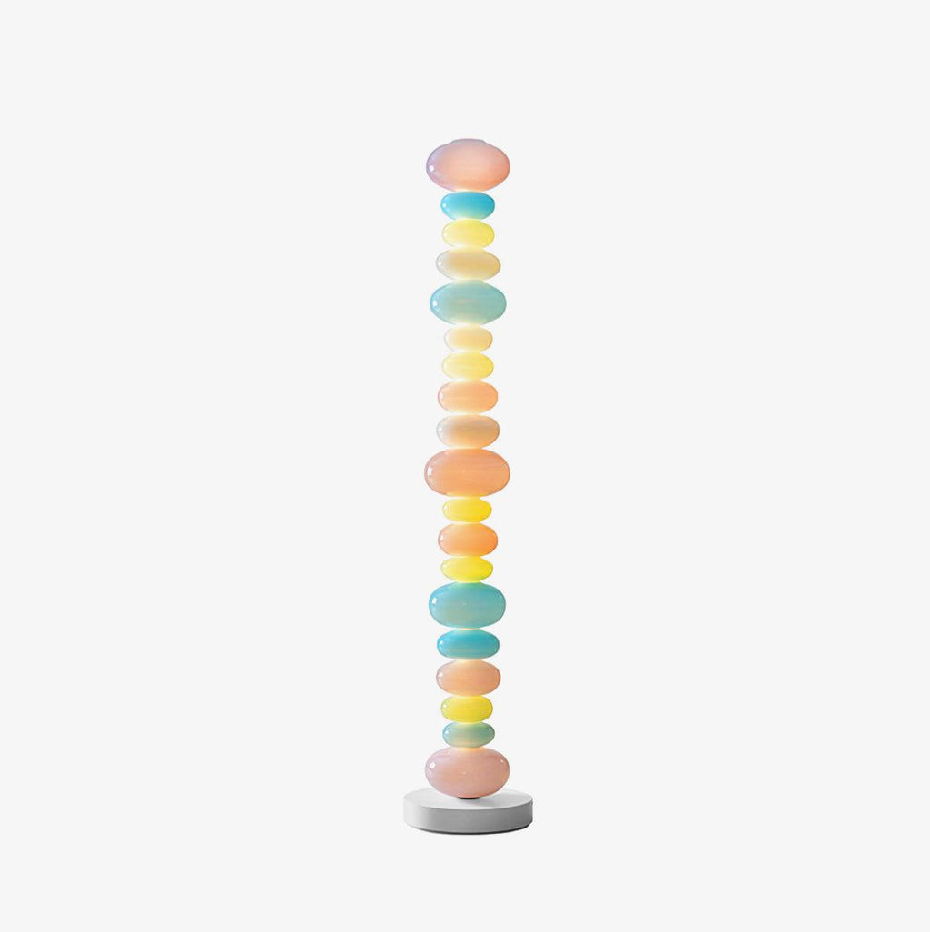 Clérachic stacked glass globe floor lamp on a plain white background, cropped closer to show the pastel colour run.