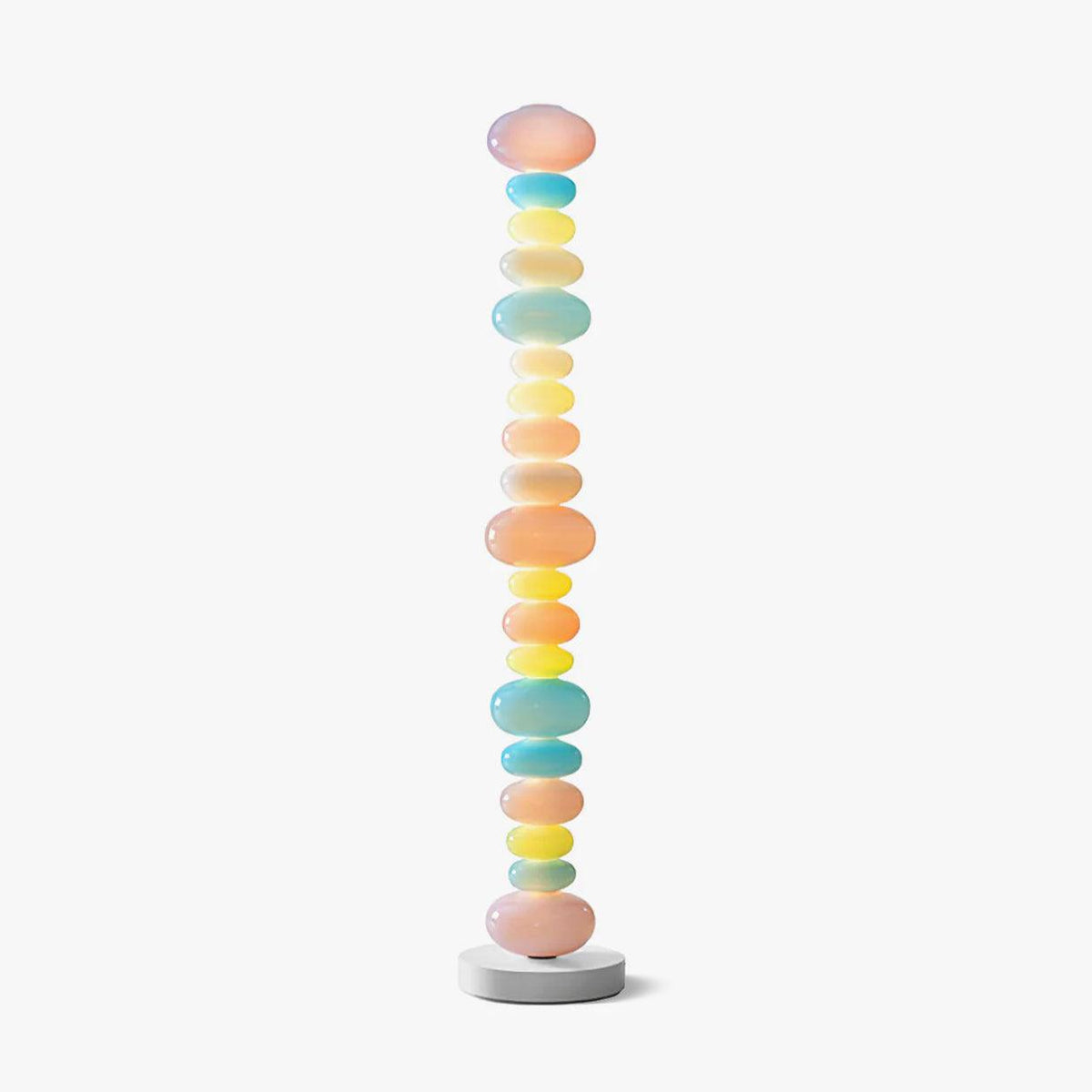 Clérachic glass globe floor lamp shown unlit and centred on a plain white background, its round base facing forward.