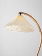 Floor Lamp, Caprani Beechwood & Linen Shade, E26/E27, Plug-In