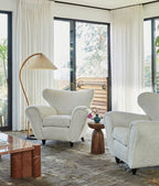 Floor Lamp, Caprani Beechwood & Linen Shade, E26/E27, Plug-In