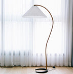 Floor Lamp, Caprani Beechwood & Linen Shade, E26/E27, Plug-In