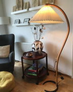 Floor Lamp, Caprani Beechwood & Linen Shade, E26/E27, Plug-In