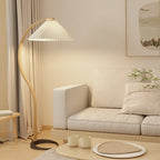Floor Lamp, Caprani Beechwood & Linen Shade, E26/E27, Plug-In