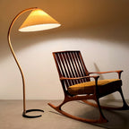 Floor Lamp, Caprani Beechwood & Linen Shade, E26/E27, Plug-In