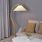 Floor Lamp, Caprani Beechwood & Linen Shade, E26/E27, Plug-In