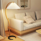 Floor Lamp, Caprani Beechwood & Linen Shade, E26/E27, Plug-In