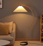 Floor Lamp, Caprani Beechwood & Linen Shade, E26/E27, Plug-In