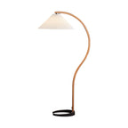 Floor Lamp, Caprani Beechwood & Linen Shade, E26/E27, Plug-In