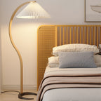 Floor Lamp, Caprani Beechwood & Linen Shade, E26/E27, Plug-In
