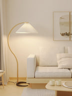 Floor Lamp, Caprani Beechwood & Linen Shade, E26/E27, Plug-In