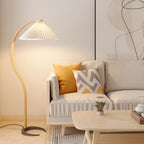 Floor Lamp, Caprani Beechwood & Linen Shade, E26/E27, Plug-In