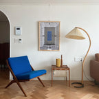 Floor Lamp, Caprani Beechwood & Linen Shade, E26/E27, Plug-In
