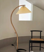 Floor Lamp, Caprani Beechwood & Linen Shade, E26/E27, Plug-In