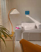Floor Lamp, Caprani Beechwood & Linen Shade, E26/E27, Plug-In