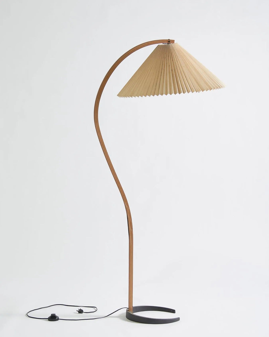 Floor Lamp, Caprani Beechwood & Linen Shade, E26/E27, Plug-In