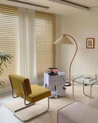 Floor Lamp, Caprani Beechwood & Linen Shade, E26/E27, Plug-In