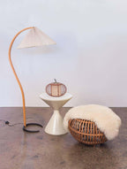 Floor Lamp, Caprani Beechwood & Linen Shade, E26/E27, Plug-In