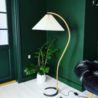 Floor Lamp, Caprani Beechwood & Linen Shade, E26/E27, Plug-In