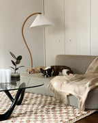 Floor Lamp, Caprani Beechwood & Linen Shade, E26/E27, Plug-In