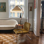 Floor Lamp, Caprani Beechwood & Linen Shade, E26/E27, Plug-In