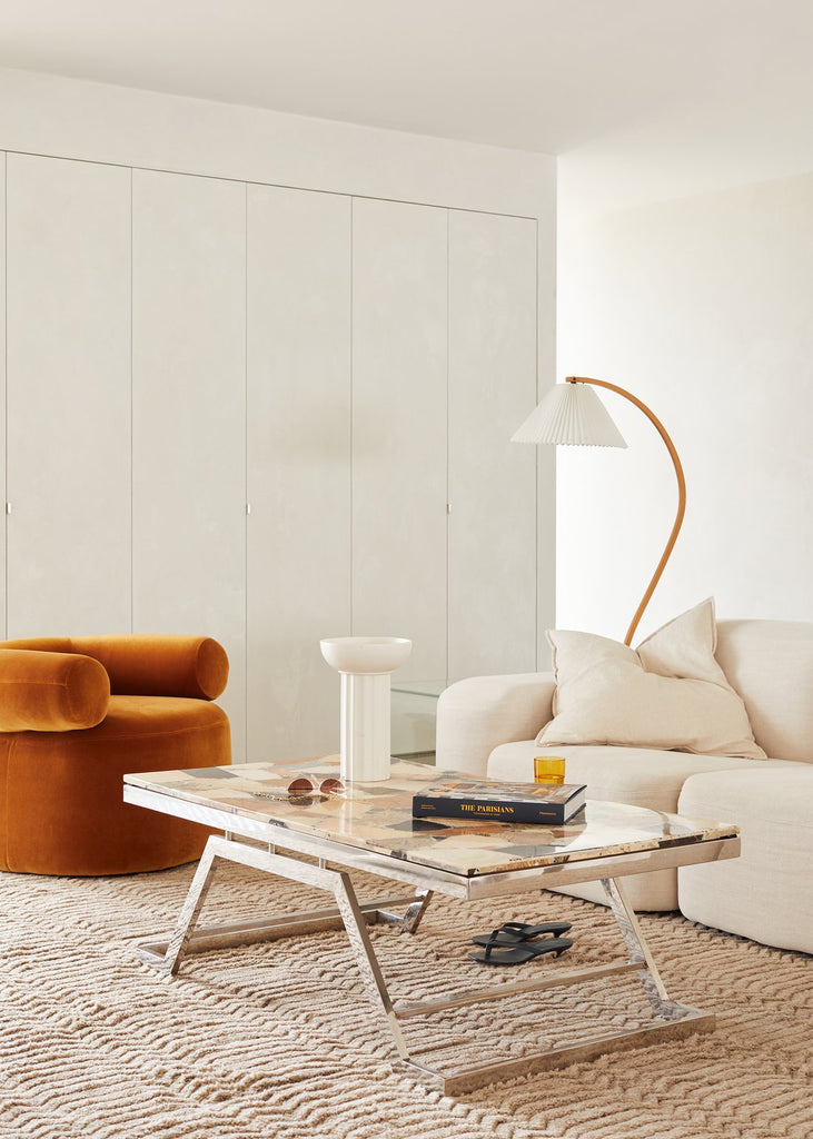 Floor Lamp, Caprani Beechwood & Linen Shade, E26/E27, Plug-In