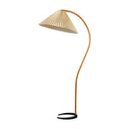 Floor Lamp, Caprani Beechwood & Linen Shade, E26/E27, Plug-In
