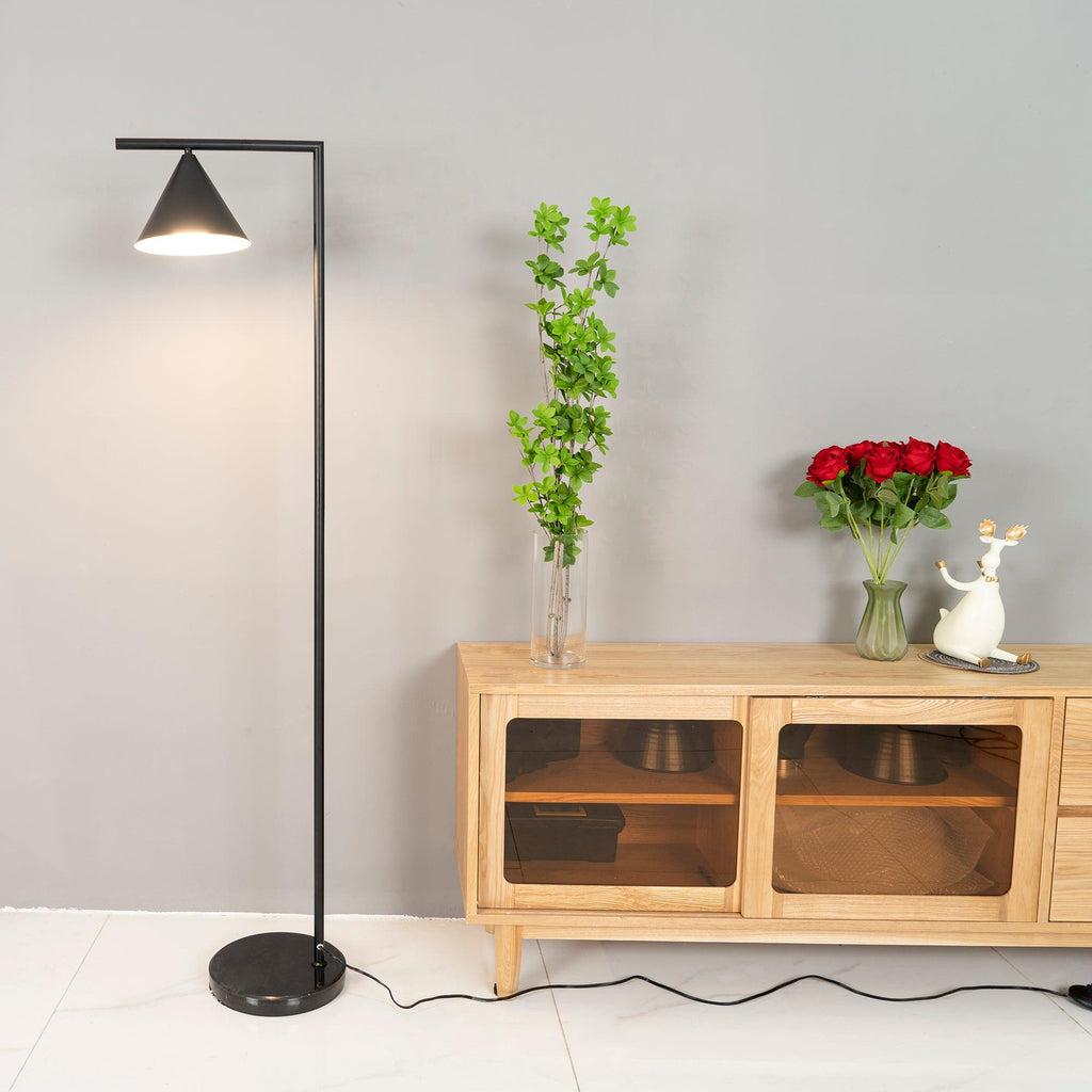 Floor lamp opal cone diffuser shown in close detail