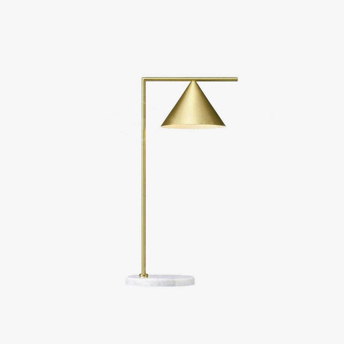 A plain white-background product shot of the Clérachic cone-shade table lamp, angled to show its full brass profile.