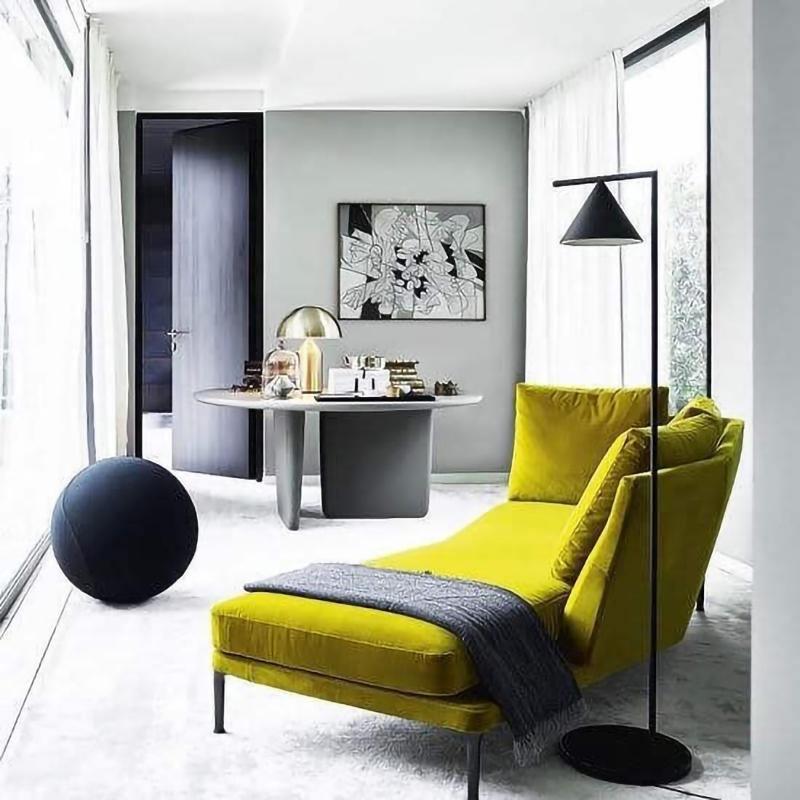 Captain Flint Floor Lamp, Carrara Marble Base, Spinning Opal Cone, E26/E27
