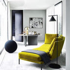 Captain Flint Floor Lamp, Carrara Marble Base, Spinning Opal Cone, E26/E27