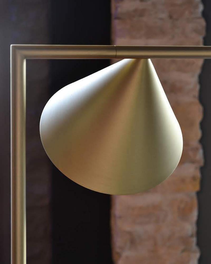 Captain Flint Floor Lamp, Carrara Marble Base, Spinning Opal Cone, E26/E27