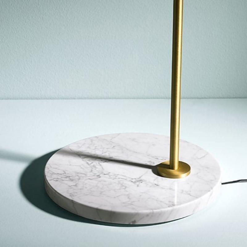 Captain Flint Floor Lamp, Carrara Marble Base, Spinning Opal Cone, E26/E27