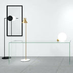 Captain Flint Floor Lamp, Carrara Marble Base, Spinning Opal Cone, E26/E27
