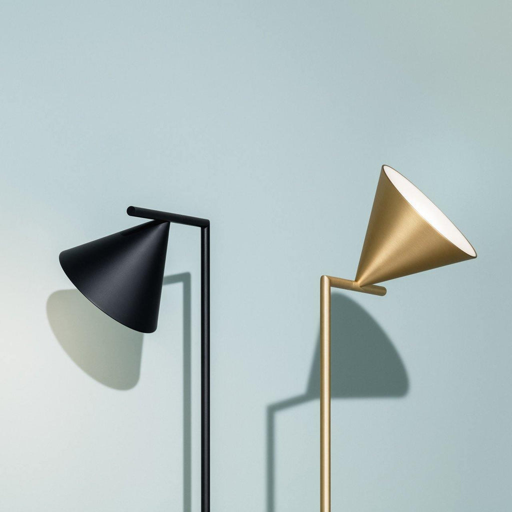 Captain Flint Floor Lamp, Carrara Marble Base, Spinning Opal Cone, E26/E27